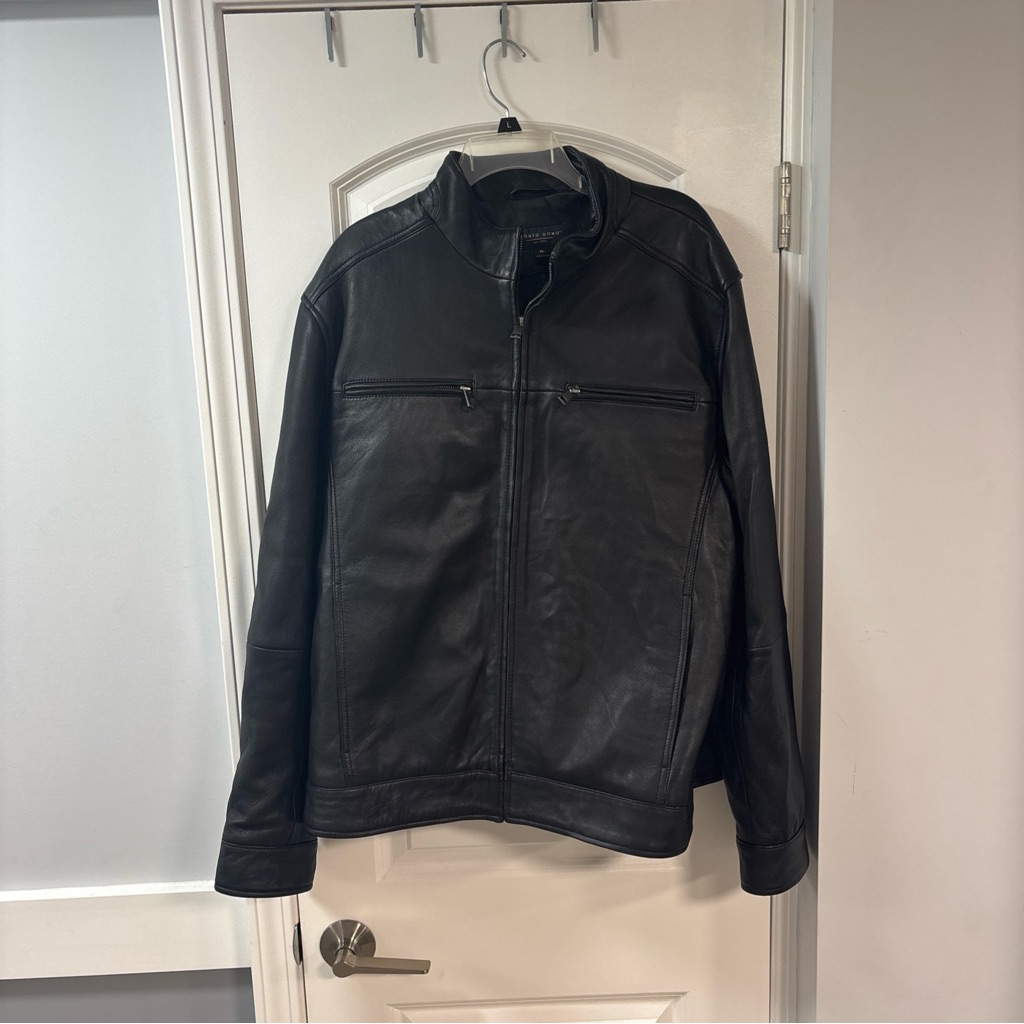 Pronto Uomo Real Leather Jacket Mens Sz Xl Soft Zipper Moto Biker Classic Black